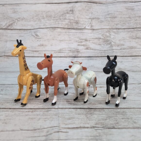 Lot of 4 Vintage Little People Animals Horse Cow Giraffe - Picture 2 of 9